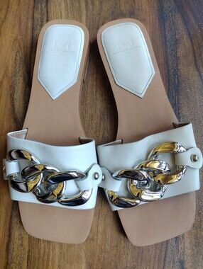 Marc Fisher White Leather Rosely Sandals Size 8.5